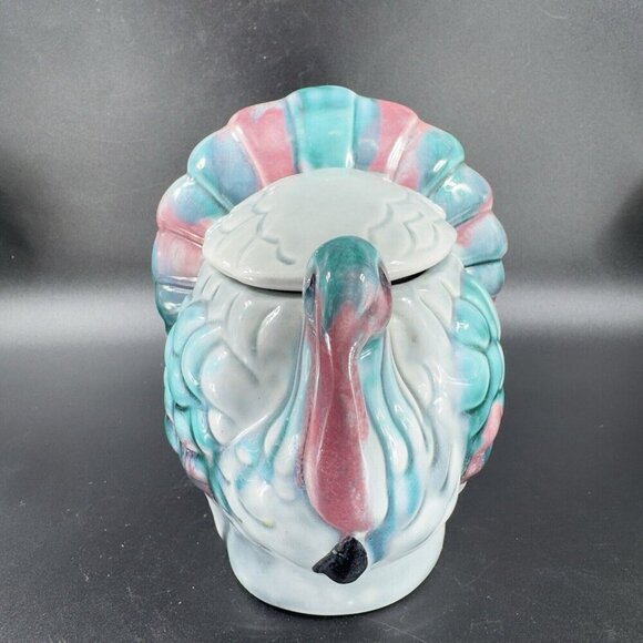 Vintage Tom and Hen Ceramic Turkey Bird Sugar Bowl Dish With Lid Marked Vintage - Picture 13 of 14